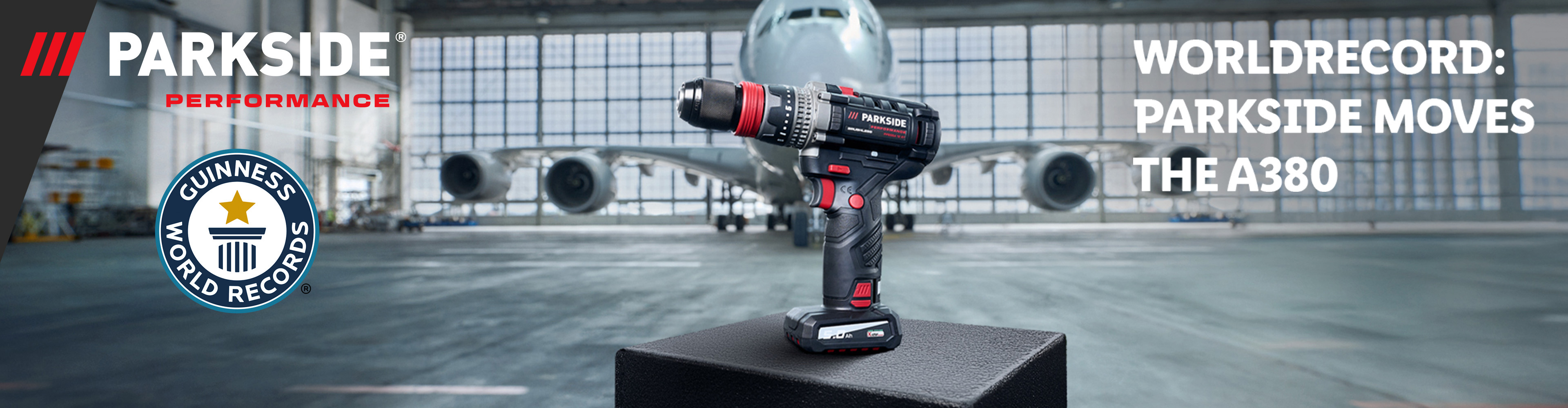 Parkside akkus fúrógép Guinness-rekordot döntött, egy Airbus A380-as repülőgép mozgatásával.