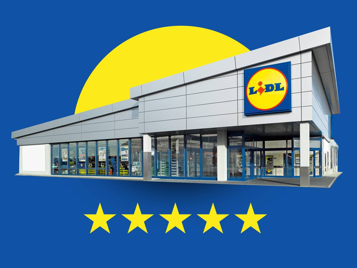 Négycsillagos Lidl szupermarket épület.